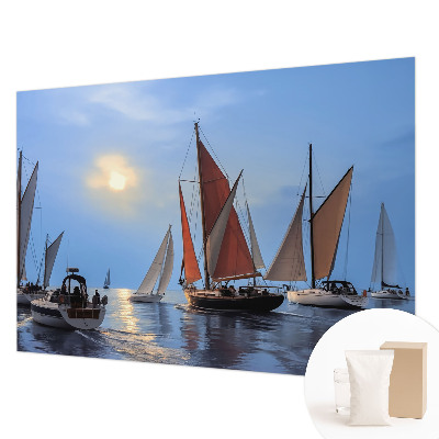Modern wall mural for living room with a sailing adventure motif