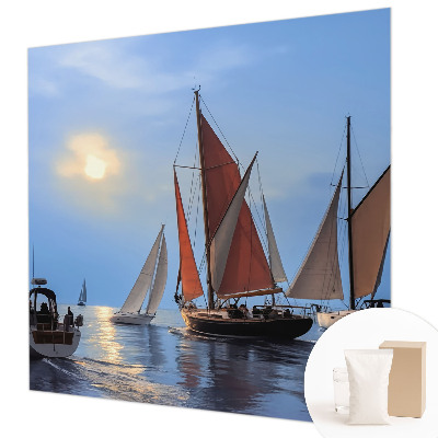 Modern wall mural for living room with a sailing adventure motif