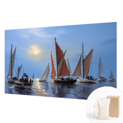Modern wall mural for living room with a sailing adventure motif