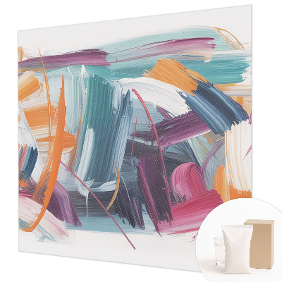 Non-woven photo wallpaper with an energetic strokes pattern