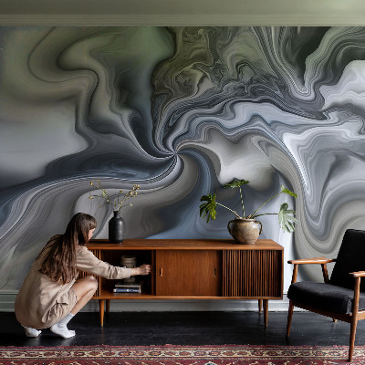 Decorative wall mural for living room with a swirling clouds design