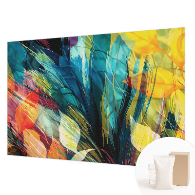 Photo wall mural with an abstract leaves design