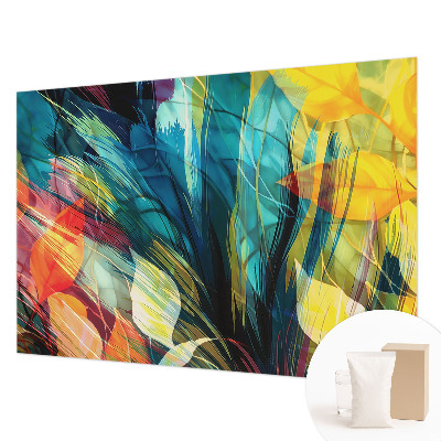 Photo wall mural with an abstract leaves design