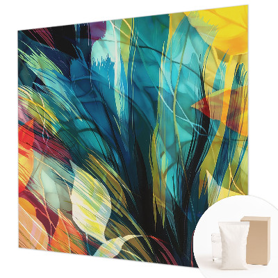 Photo wall mural with an abstract leaves design