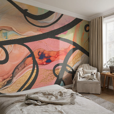 Wall mural with a colorful movement design