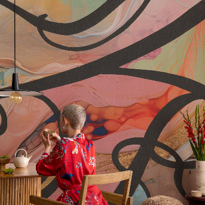 Wall mural with a colorful movement design