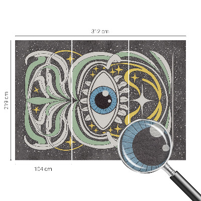 Wallpaper mural for living room with a symmetrical eye pattern