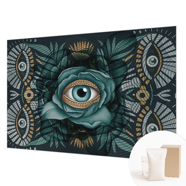 Bedroom wall mural wallpaper with a flower eye design