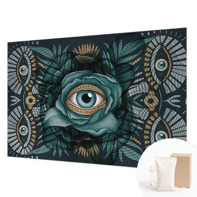 Bedroom wall mural wallpaper with a flower eye design