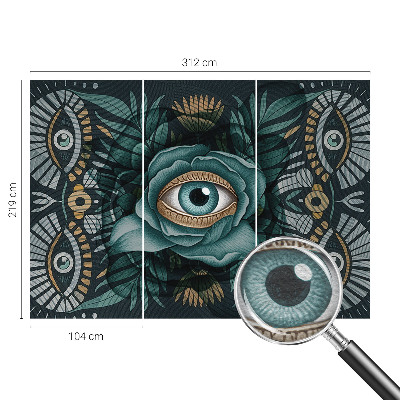 Bedroom wall mural wallpaper with a flower eye design