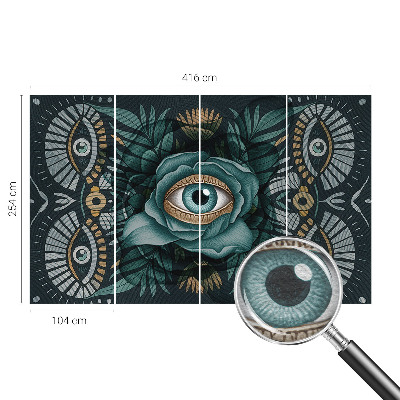 Bedroom wall mural wallpaper with a flower eye design