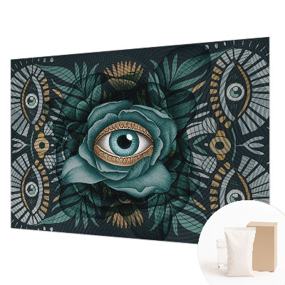 Bedroom wall mural wallpaper with a flower eye design