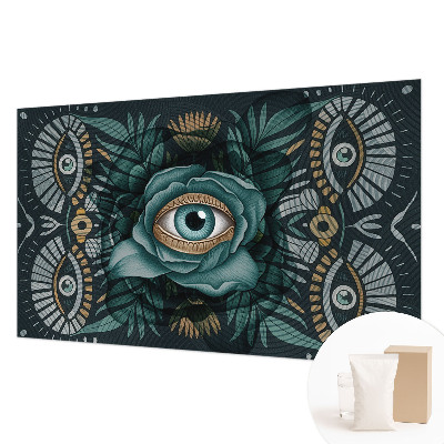 Bedroom wall mural wallpaper with a flower eye design