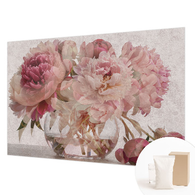 Large wall mural featuring a peony charm design