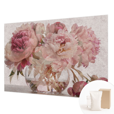 Large wall mural featuring a peony charm design