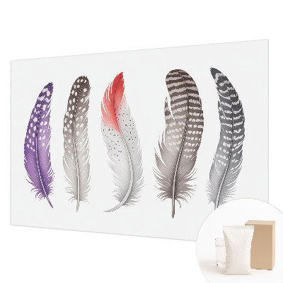 Large wallpaper mural with a patterned feather design