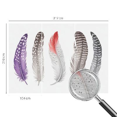 Large wallpaper mural with a patterned feather design