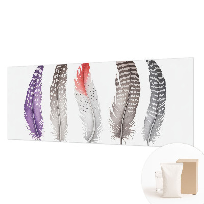 Large wallpaper mural with a patterned feather design