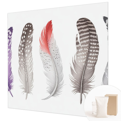 Large wallpaper mural with a patterned feather design