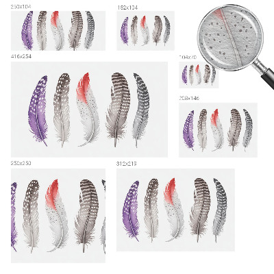 Large wallpaper mural with a patterned feather design
