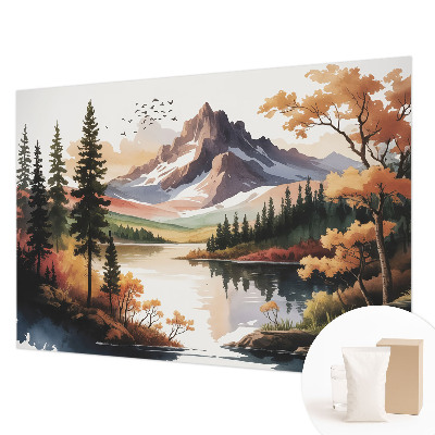 Modern wall mural with an autumn mountain motif
