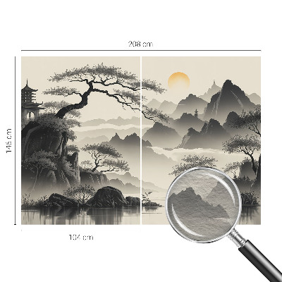 Modern wall mural with an eastern landscape design for the bedroom