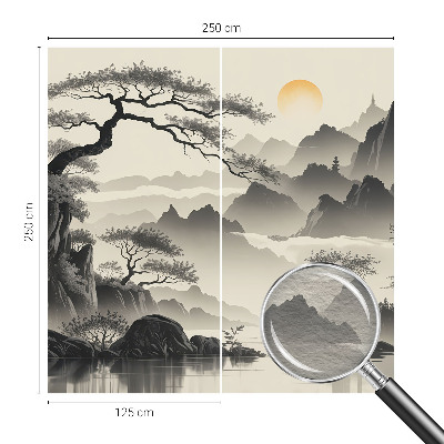 Modern wall mural with an eastern landscape design for the bedroom