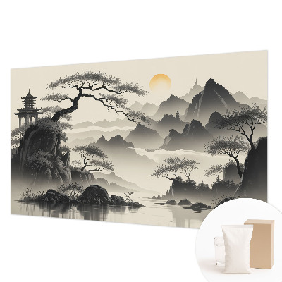 Modern wall mural with an eastern landscape design for the bedroom
