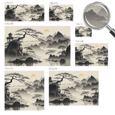 Modern wall mural with an eastern landscape design for the bedroom