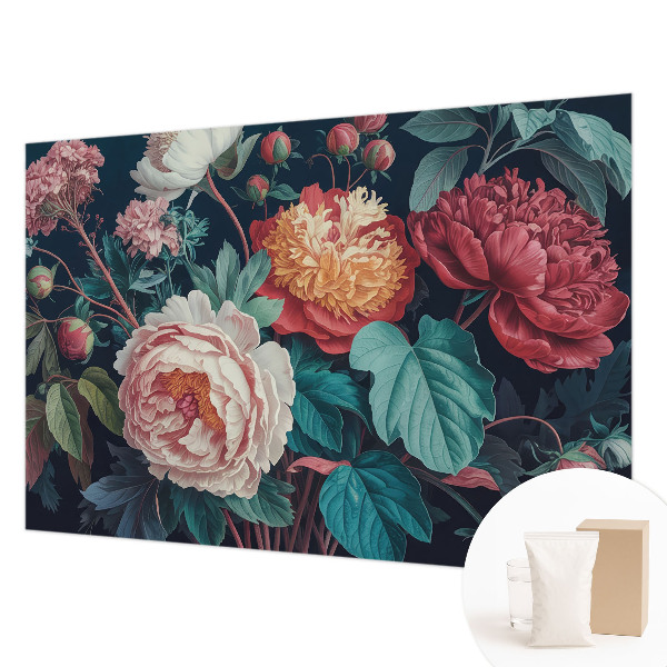 Decorative wall mural for living room with colorful flower motif