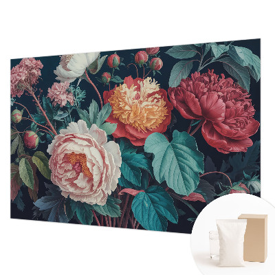 Decorative wall mural for living room with colorful flower motif