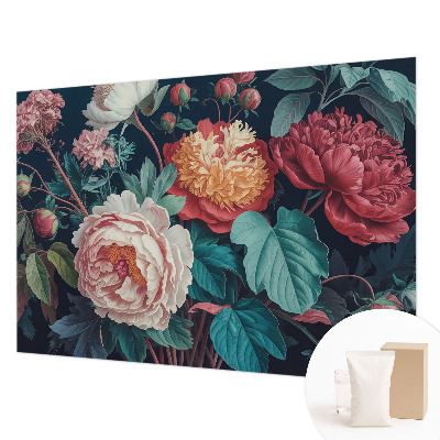 Decorative wall mural for living room with colorful flower motif