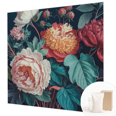 Decorative wall mural for living room with colorful flower motif
