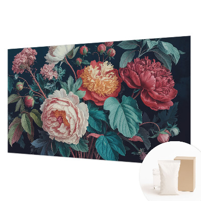 Decorative wall mural for living room with colorful flower motif