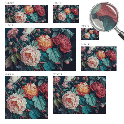 Decorative wall mural for living room with colorful flower motif