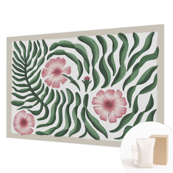 Premium photo wallpaper with a floral and leafy pattern