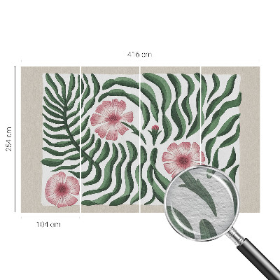 Premium photo wallpaper with a floral and leafy pattern