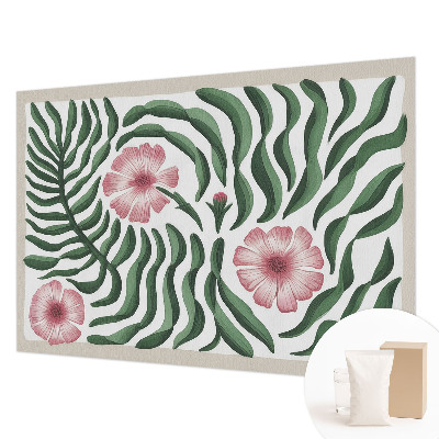 Premium photo wallpaper with a floral and leafy pattern