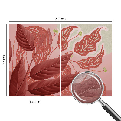 Non-woven wall mural with an organic leaves pattern