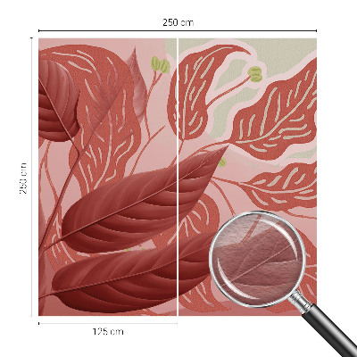 Non-woven wall mural with an organic leaves pattern
