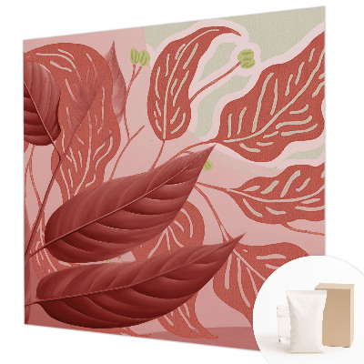 Non-woven wall mural with an organic leaves pattern