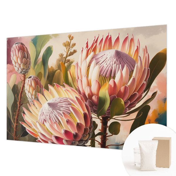 Non-woven photo wallpaper with a protea flower motif