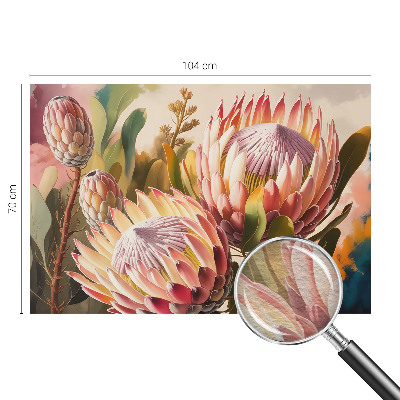 Non-woven photo wallpaper with a protea flower motif
