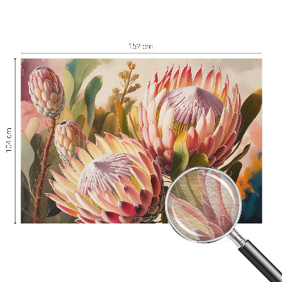 Non-woven photo wallpaper with a protea flower motif