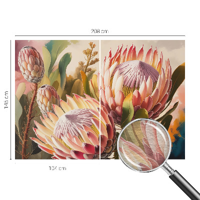 Non-woven photo wallpaper with a protea flower motif