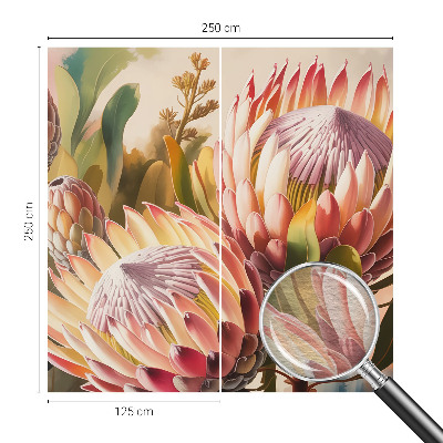 Non-woven photo wallpaper with a protea flower motif