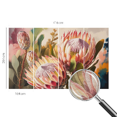 Non-woven photo wallpaper with a protea flower motif