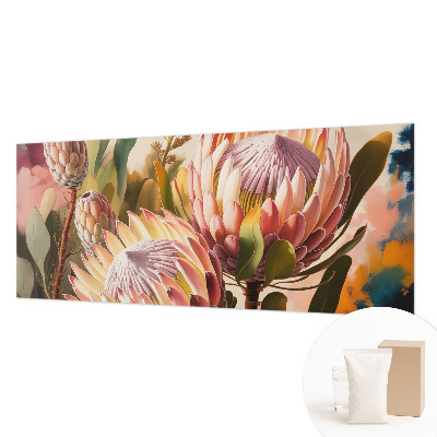 Non-woven photo wallpaper with a protea flower motif