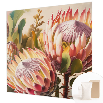 Non-woven photo wallpaper with a protea flower motif