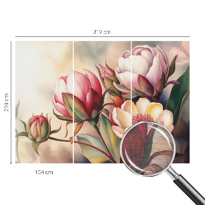 Wall mural with a bouquet of flowers design